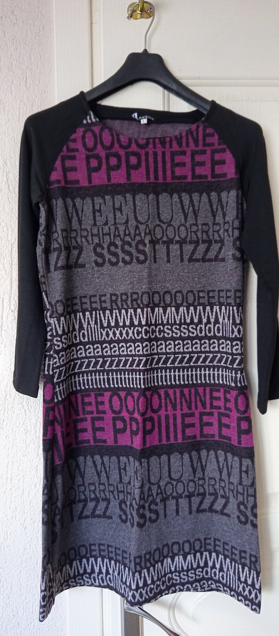 Uzun Kollu Baskılı Triko Elbise - Görsel 2