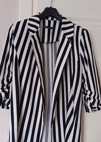 Uzun Çizgili Kadın Blazer Ceket - Görsel 3