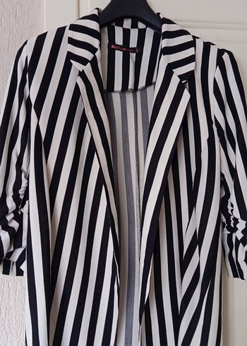 Uzun Çizgili Kadın Blazer Ceket - Görsel 2
