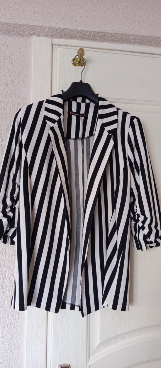 Uzun Çizgili Kadın Blazer Ceket - Görsel 3