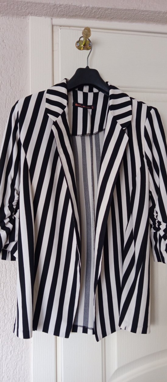 Uzun Çizgili Kadın Blazer Ceket - Görsel 2