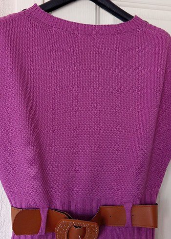 Kemer Detaylı Mor Kadın Triko Kazak - Görsel 2