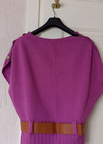 Kemer Detaylı Mor Kadın Triko Kazak - Görsel 3