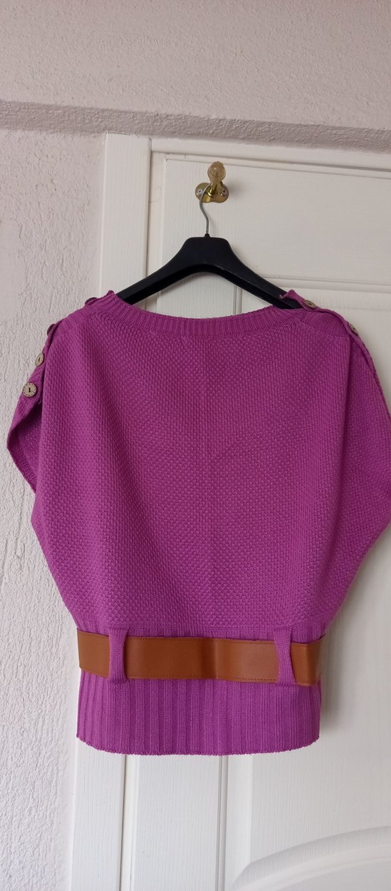 Kemer Detaylı Mor Kadın Triko Kazak - Görsel 3