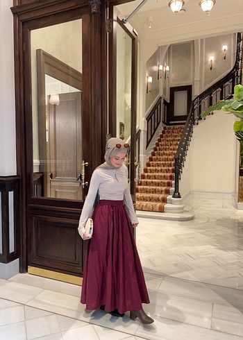 Bordo pamuklu kraş etek