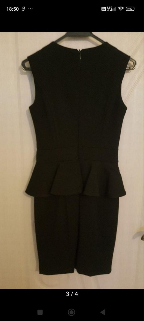 Siyah V Yakalı Kolsuz Midi Elbise - Görsel 3