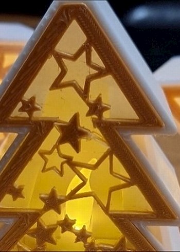 Bej Renkli Işıklı Mum ve Mumluk Seti - Görsel 2