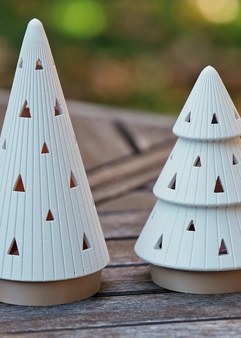 Beyaz Seramik Ağaç Şeklinde Mumluk Seti - Görsel 2