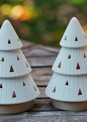 Beyaz Seramik Ağaç Şeklinde Mumluk Seti - Görsel 3