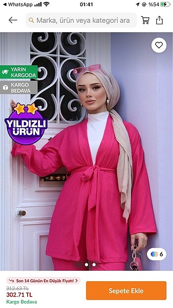 Pembe kimona takım