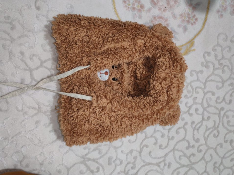 Kahverengi Ayıcıklı Peluş Bebek Bere - Görsel 3