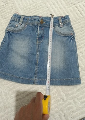 7 Yaş Beden Düğmeli Mavi Denim Mini Etek