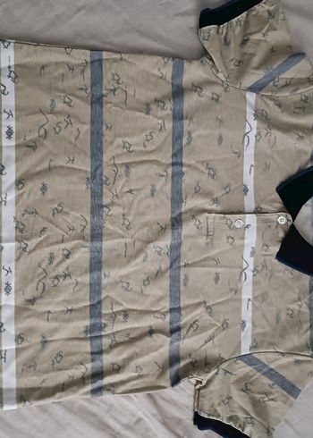 Bej Desenli Kısa Kollu Polo Tişört - Görsel 2