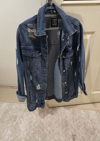 Kadın Mavi Düğmeli  Denim Ceket - Görsel 3