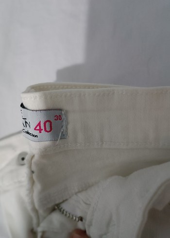 Beyaz Keten Midi Kadın Pantolon - Görsel 3