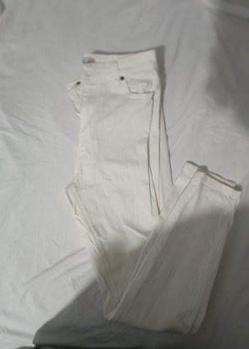 Beyaz Keten Midi Kadın Pantolon - Görsel 2