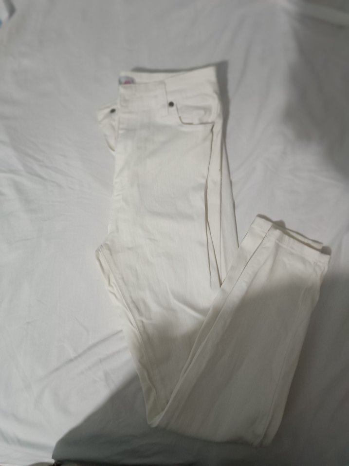 Beyaz Keten Midi Kadın Pantolon - Görsel 2