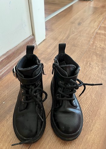 Çocuk Siyah Deri Goth Botlar - Görsel 4