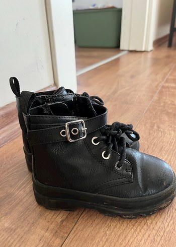 Çocuk Siyah Deri Goth Botlar - Görsel 5