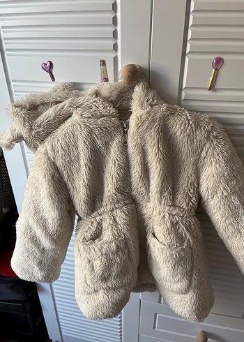 Kız Çocuk krem Suni Kürk Detaylı Mont - Görsel 6