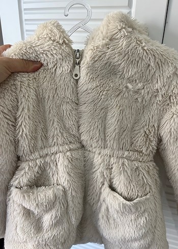 Kız Çocuk krem Suni Kürk Detaylı Mont - Görsel 4