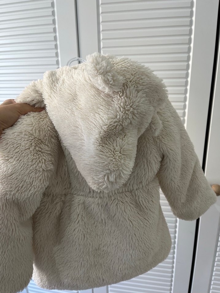 Kız Çocuk krem Suni Kürk Detaylı Mont - Görsel 3