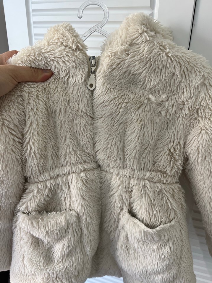 Kız Çocuk krem Suni Kürk Detaylı Mont - Görsel 4