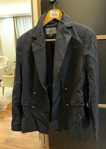 Siyah Kadın Düğmeli Midi Blazer - Görsel 4