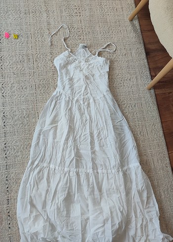 Beyaz uzun elbise - Görsel 7