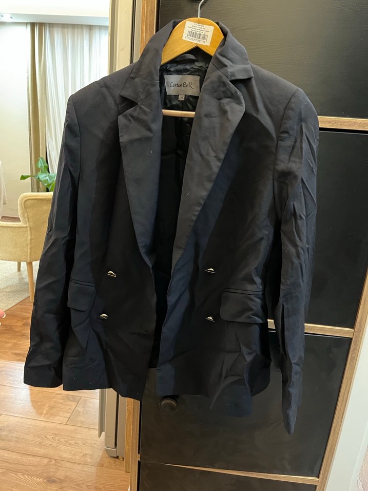 Siyah Düğmeli Kadın Blazer Ceket - Görsel 3