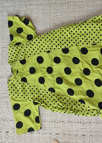 Yeşil Puantiyeli vatkalı vintage Tunik - Görsel 3