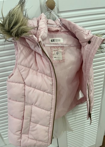 Kız Çocuk Pudra Rengi Kürk Detaylı Yelek - Görsel 2