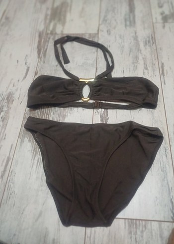 m Beden kahverengi Renk #Zara#Koton#H&M#Bikini#Kahverengi İpli Kadın Bikini Takımı#