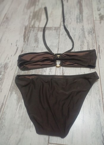 m Beden #Zara#Koton#H&M#Bikini#Kahverengi İpli Kadın Bikini Takımı#