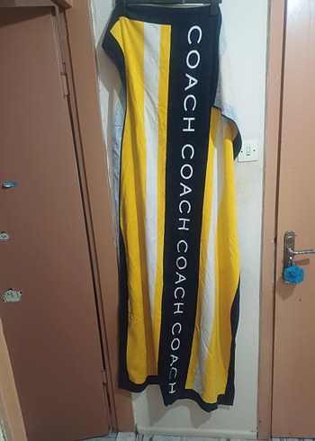 #Coach#Coach Bayan Plaj Havlusu#Sarı Gri Baskılı Bayan PlajHavlu - Görsel 5