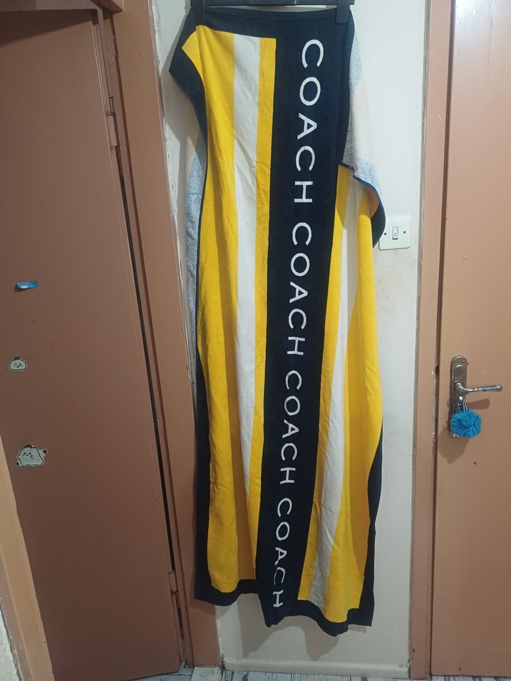 #Coach#Coach Bayan Plaj Havlusu#Sarı Gri Baskılı Bayan PlajHavlu - Görsel 5