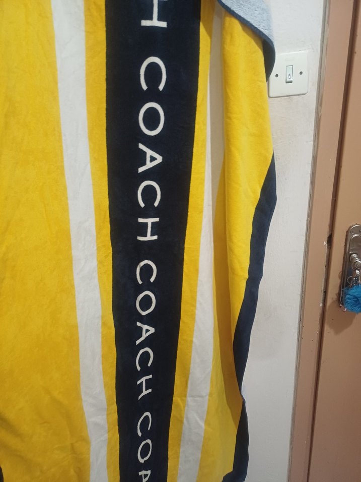 #Coach#Coach Bayan Plaj Havlusu#Sarı Gri Baskılı Bayan PlajHavlu - Görsel 2