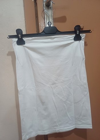 #Zara#H&M#Guess Bayan Straplez Bluz#Beyaz Straplez Baskılı - Görsel 3