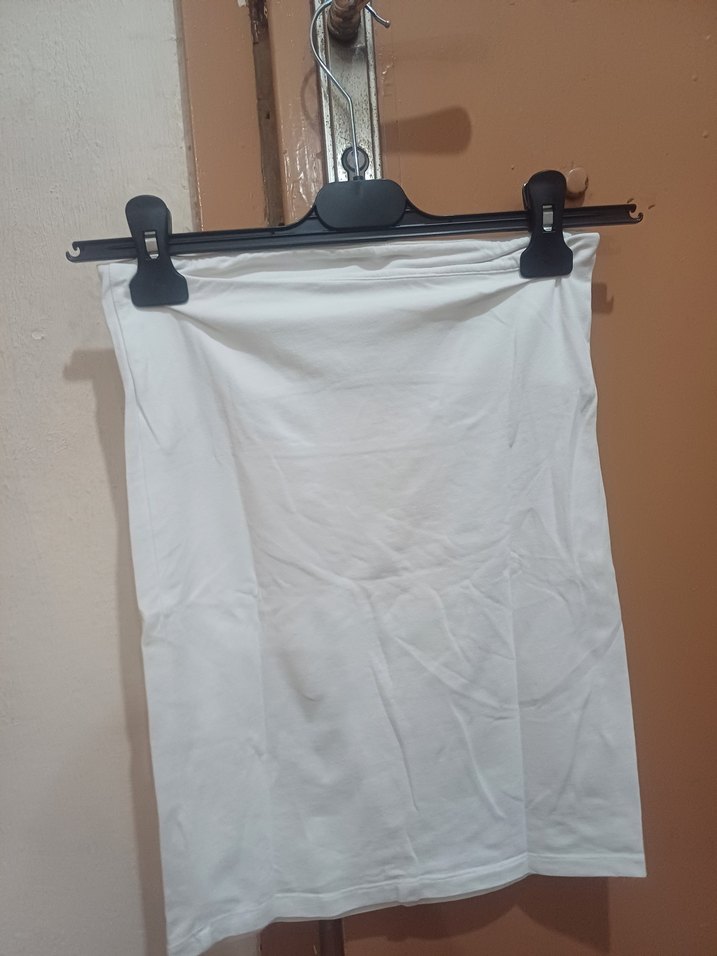 #Zara#H&M#Guess Bayan Straplez Bluz#Beyaz Straplez Baskılı - Görsel 3