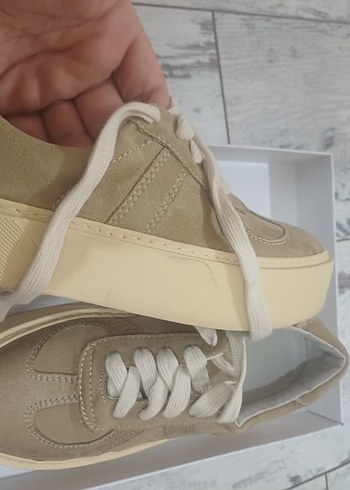 ipekyol #İpekyol Bej Süet Dolgu Topuklu Kadın Sneaker Spor Ayakkabı