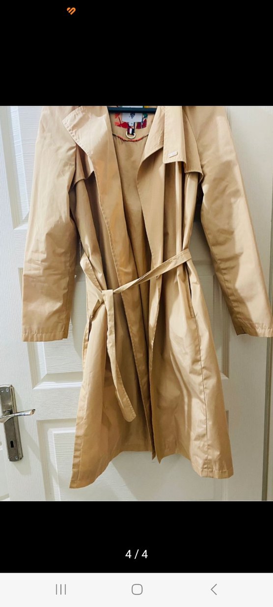 Bej Kadın Uzun Kemerli Trençkot - Görsel 3
