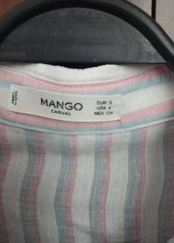 Mango Bej Çizgili Keten Gömlek - Görsel 3