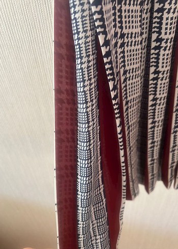 zara marka kadın Gri Desenli Pilili Uzun Etek - Görsel 3