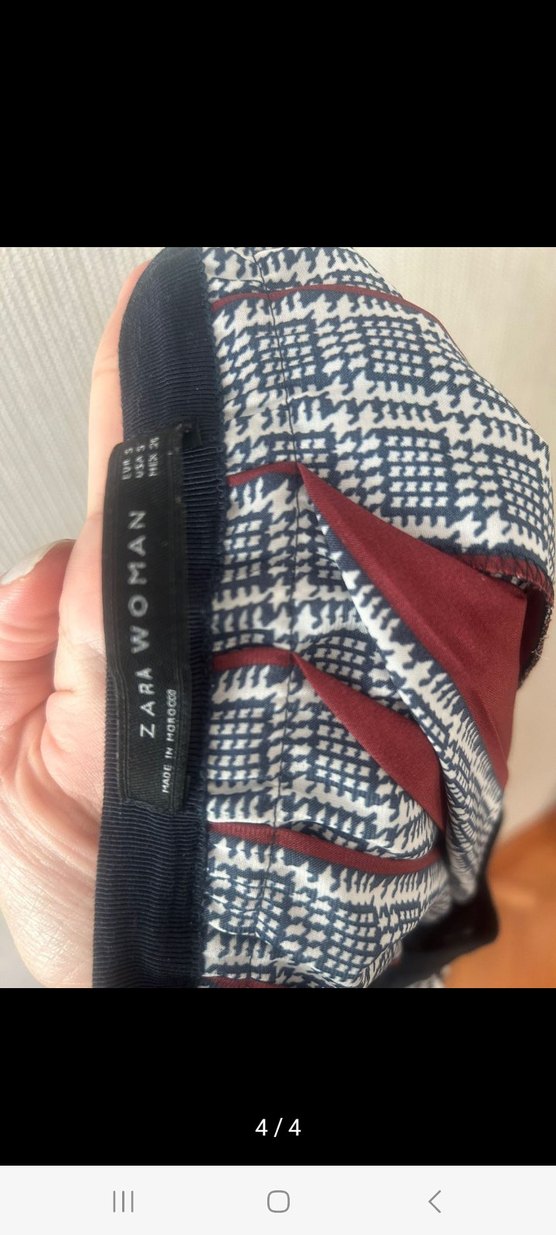 zara marka kadın Gri Desenli Pilili Uzun Etek - Görsel 2