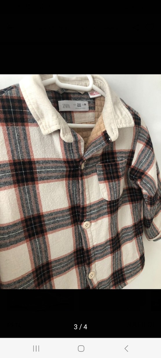 zara marka erkek Çocuk Ekose Desenli Uzun Kollu Gömlek - Görsel 3