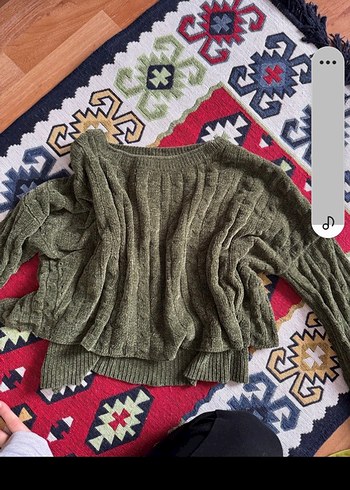 Kırmızı ve haki yesil Kazak - Görsel 4