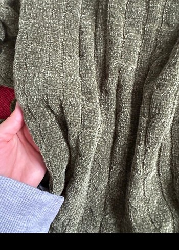 Kırmızı ve haki yesil Kazak - Görsel 3