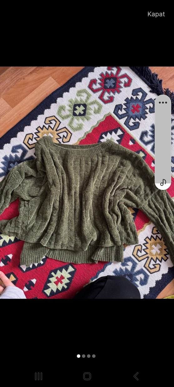 Kırmızı ve haki yesil Kazak - Görsel 4