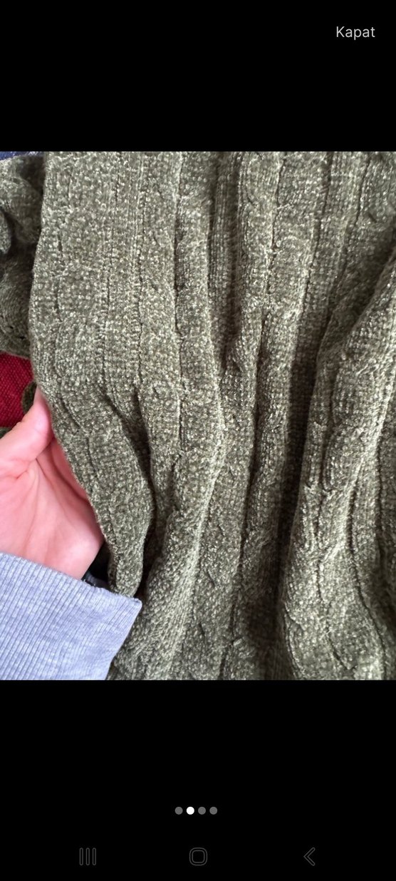 Kırmızı ve haki yesil Kazak - Görsel 3