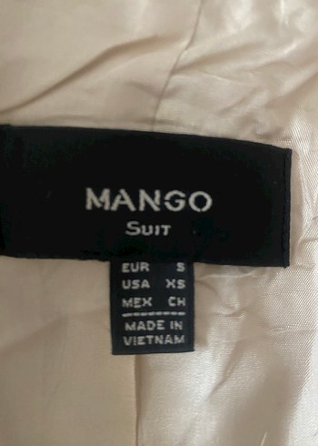 MANGO Düğmeli Beyaz Keten Kadın Blazer Ceket - Görsel 6